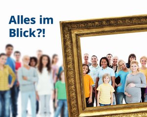 Hauptmotiv der Woche des Sehens 2022: Alles im Blick? (Bildnachweis: Woche des Sehens / WUM Brandhouse GmbH). Klick öffnet eine vergrößerte Ansicht.