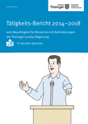 Titelbild der Broschüre Tätigkeitsbericht 2014 bis 2018 in Leichter Sprache