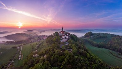 Blick auf die Leuchtenburg (Luftbildaufnahme); Foto Stiftung Leuchtenburg