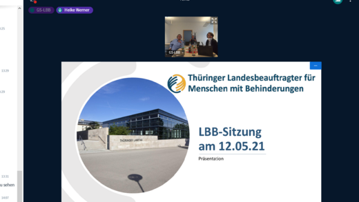 Bildschirmansicht der Videokonferenz am 12. Mai